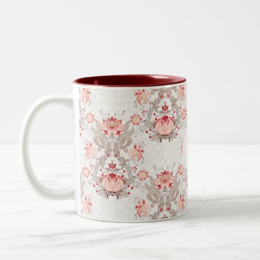 Vintage Floral Pattern Monogramm Tasse (Links)