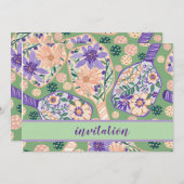 Vintage Floral Pickleball Design Einladung (Vorne/Hinten)