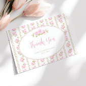 Vintage Floral Pink Rose Dankeskarte