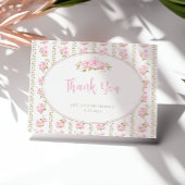 Vintage Floral Pink Rose Dankeskarte