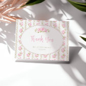 Vintage Floral Pink Rose Dankeskarte