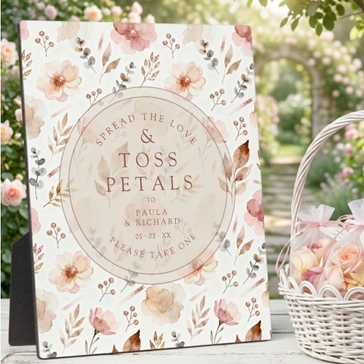 Vintage Floral PInk Shades Toss Petals TLW26 Fotoplatte