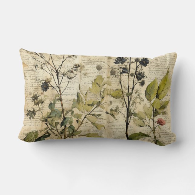 Vintage Floral Print Pillow Lendenkissen (Rückseite)