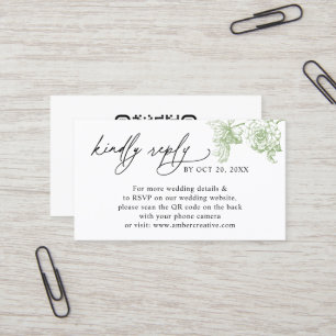 Vintage Floral QR-Code Hochzeit RSVP Geschäft Visitenkarte