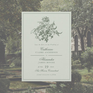 Vintage Floral Romantische Elegante Salbeigrüne Ho Save The Date