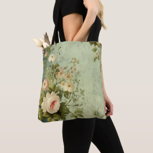 Vintage Floral Rose Grünzeug Tasche