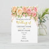 Vintage Floral Rose Wedding Invitation Einladung (Stehend Vorderseite)