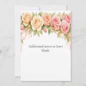 Vintage Floral Rose Wedding Invitation Einladung (Rückseite)