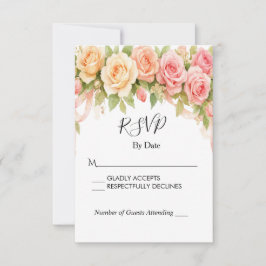 Vintage Floral Rose Wedding RSVP Card Karte