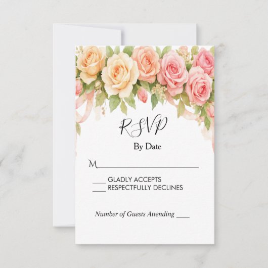Vintage Floral Rose Wedding RSVP Card Karte (Vorderseite)