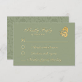 Vintage floral Sage Green RSVP Card