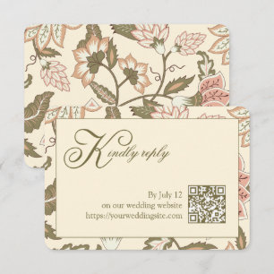 Vintage Floral Sage Grün QR-Code Hochzeit RSVP  Karte