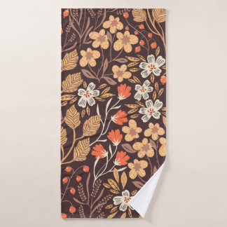vintage floral seamless pattern with autumn leaves badehandtuch