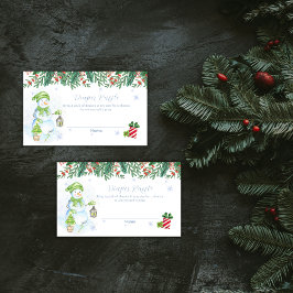 Vintage Floral Snowman Diaper Raffle Baby Shower  Begleitkarte