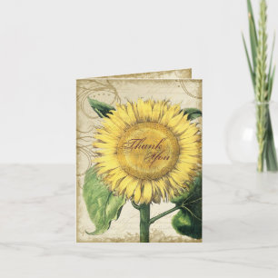 Vintage Floral Sonnenblumen - Herbst Hochzeit Dankeskarte