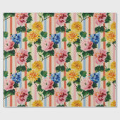 Vintage Floral Stripe Geschenkpapier (Flach)