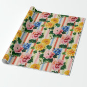 Vintage Floral Stripe Geschenkpapier (Ungerollt)