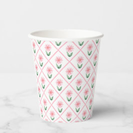 Vintage floral style print with tiny pink flowers pappbecher