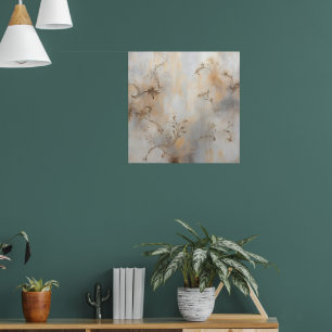 Vintage Floral Swirl Kunstposter Silbergrau & Go Poster
