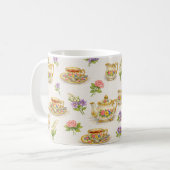 Vintage Floral Teapot Teacup Pattern  Kaffeetasse (Vorderseite Links)