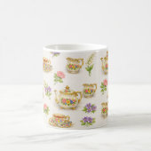 Vintage Floral Teapot Teacup Pattern  Kaffeetasse (Mittel)