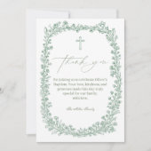 Vintage Floral Toile Baptism Dankeskarte (Vorderseite)