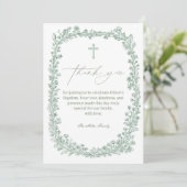 Vintage Floral Toile Baptism Dankeskarte (Stehend Vorderseite)