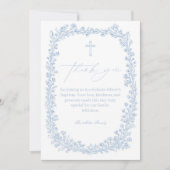 Vintage Floral Toile Light Blue Baptism Dankeskarte (Vorderseite)
