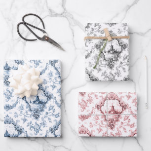 Vintage Floral Toile mit Windmill & Boote Geschenkpapier Set