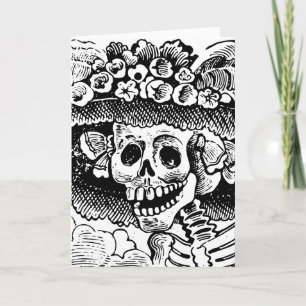 Vintage Floral Totenkopf Halloween Karte