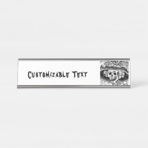 Vintage Floral Totenkopf Halloween Schreibtischnamensplakette
