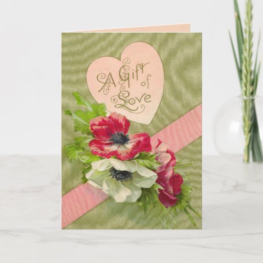 Vintage Floral Valentine Card Feiertagskarte (Vorderseite)