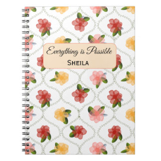 Vintage floral watercolour clear diamond Notebook Notizblock