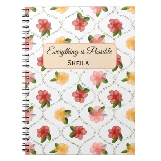 Vintage floral watercolour clear diamond Notebook Notizblock (Vorderseite)