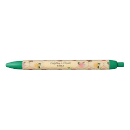 Vintage floral watercolour diamond ballpoint pen kugelschreiber