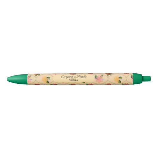 Vintage floral watercolour diamond ballpoint pen kugelschreiber (Vorderseite)