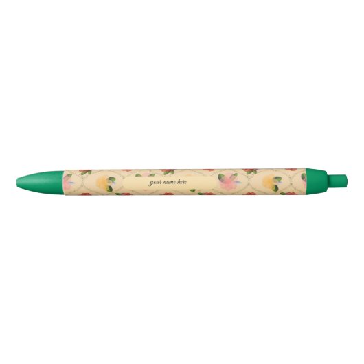 Vintage floral watercolour diamond ballpoint pen kugelschreiber (Vorderseite)