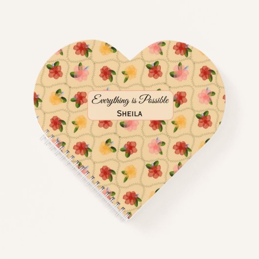 Vintage floral watercolour diamond heart Notebook Notizblock (Vorderseite)