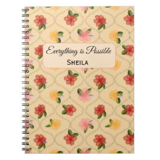 Vintage floral watercolour diamond Notebook Notizblock