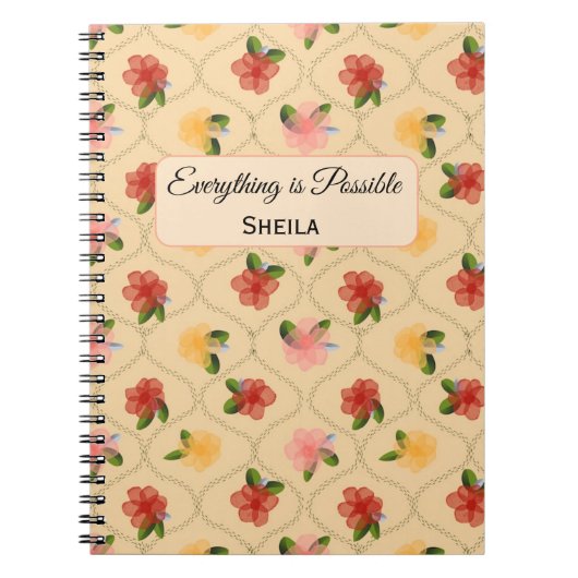 Vintage floral watercolour diamond Notebook Notizblock (Vorderseite)