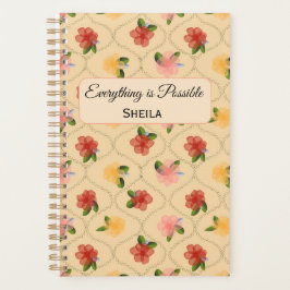Vintage floral watercolour diamond Notebook Planer