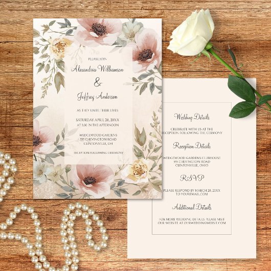 Vintage Floral Wedding Invitation Einladung