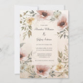 Vintage Floral Wedding Invitation Einladung (Vorderseite)