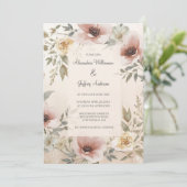 Vintage Floral Wedding Invitation Einladung (Stehend Vorderseite)