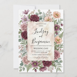 Vintage Floral Wedding Invitation Einladung