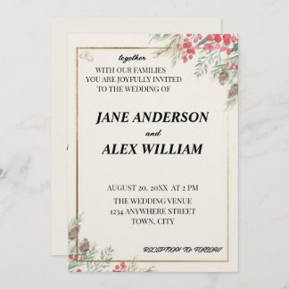 Vintage Floral Wedding Invite with QR Code RSVP Einladung