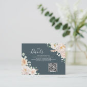 Vintage Floral Wedding QR code Details Insert (Stehend Vorderseite)