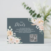 Vintage Floral Wedding QR code Details Insert (Stehend Vorderseite)
