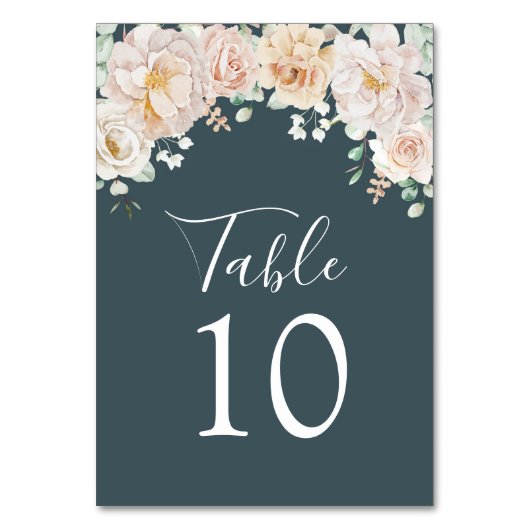 Vintage Floral Wedding Table Number Cards Tischnummer (Vorderseite)