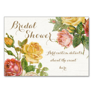 Vintage Floral Weißwaschung Frühlings-Brautparty Tischnummer